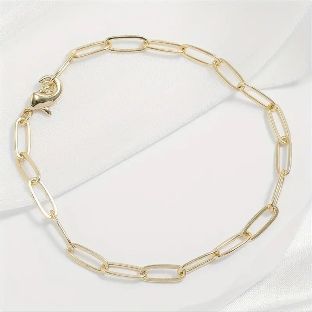 New Gold Paperclip Link Chain Bracelet - Picture 5 of 6